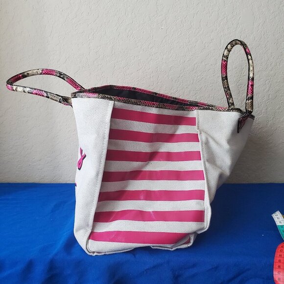 Victoria's Secret Angel City Pink Snake Pattern Canvas Tote Bag - Picture 3 of 8